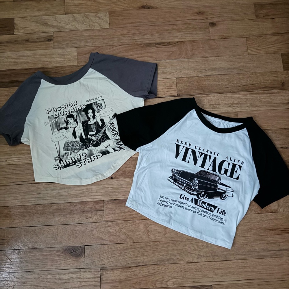 SHEIN Kids Graphic Tees - Black, Gray, and White
